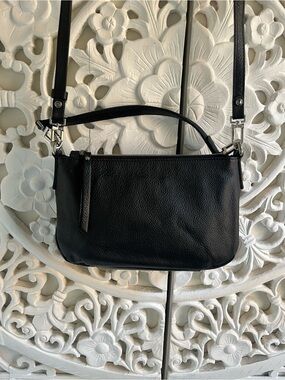 Gianni Chiarini Firenze Black Pebbled Leather Convertible Shoulder Crossbody Bag